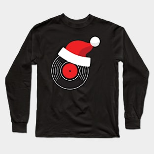 Vinyl Record with Santa Hat Long Sleeve T-Shirt